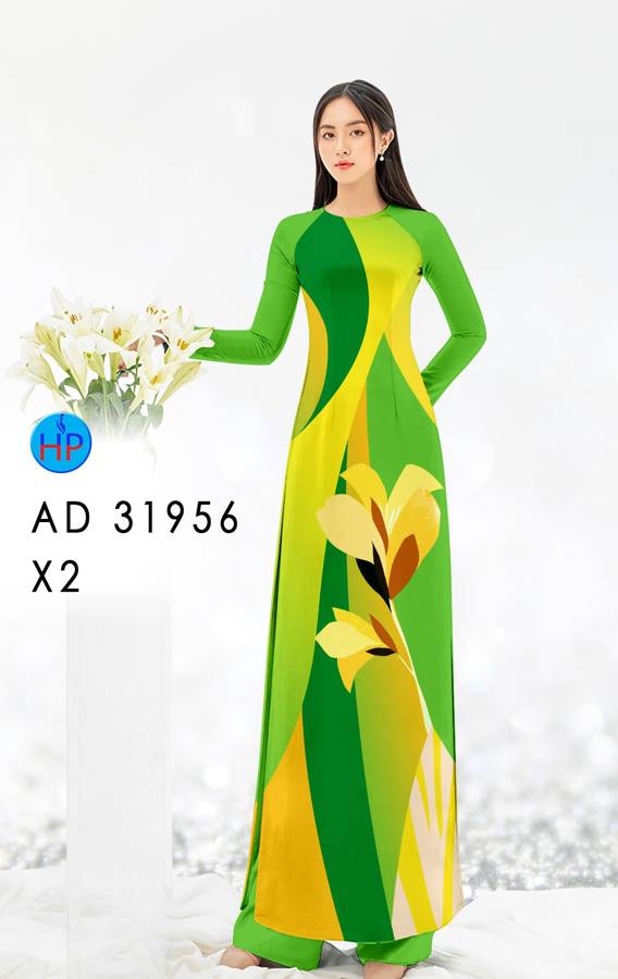 Vải Áo Dài Hoa In 3D AD 31956 8